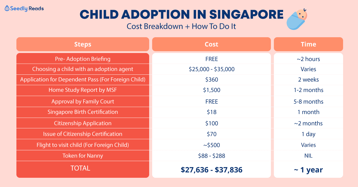 child adoption in singapore costs