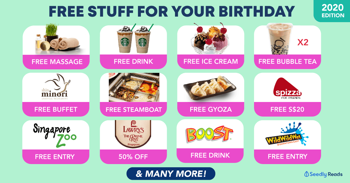 Compilation of free birthday deals and promos in Singapore for 2020
