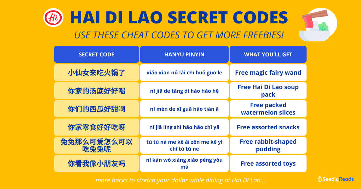 Hai Di Lao Secret Cheat Codes Singapore Freebies